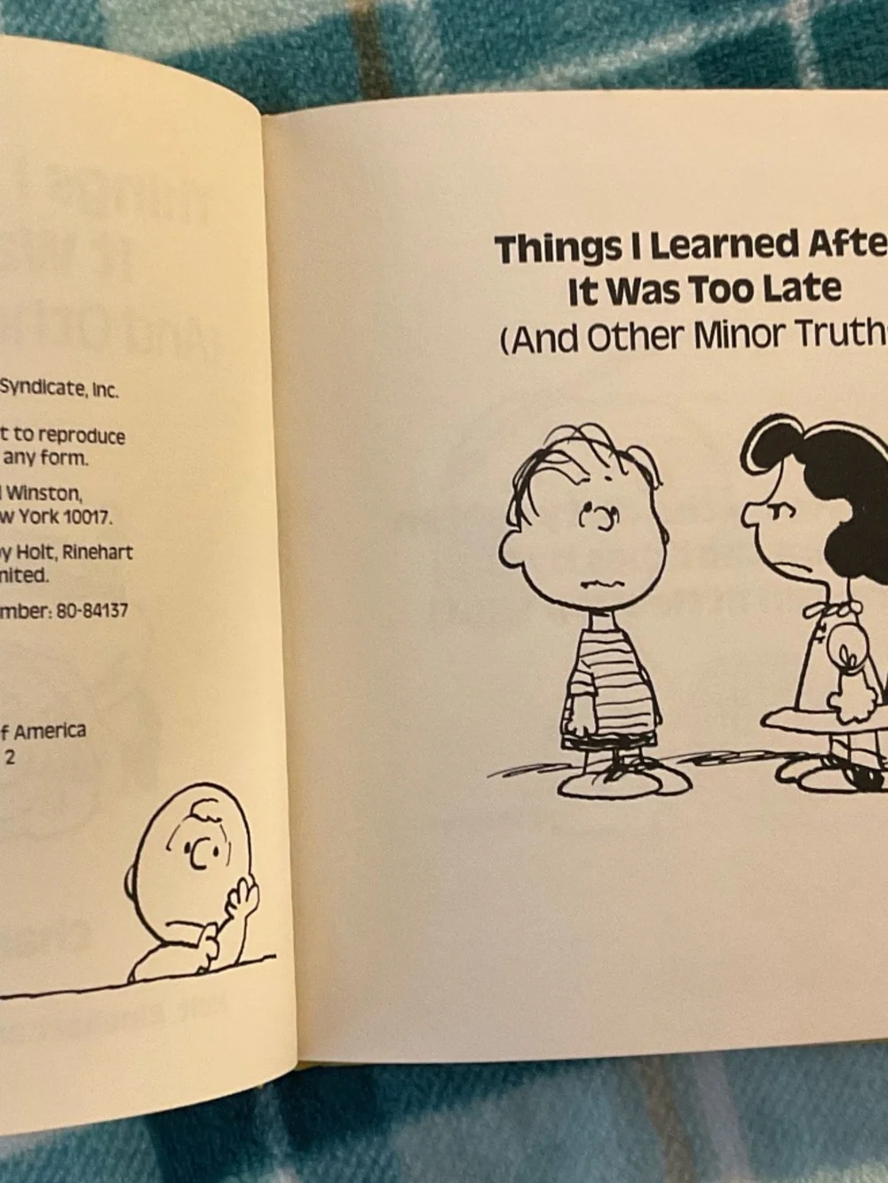 Qty:(2)VTG- 1981 things I learned after it was too late hardcover Charles Schulz